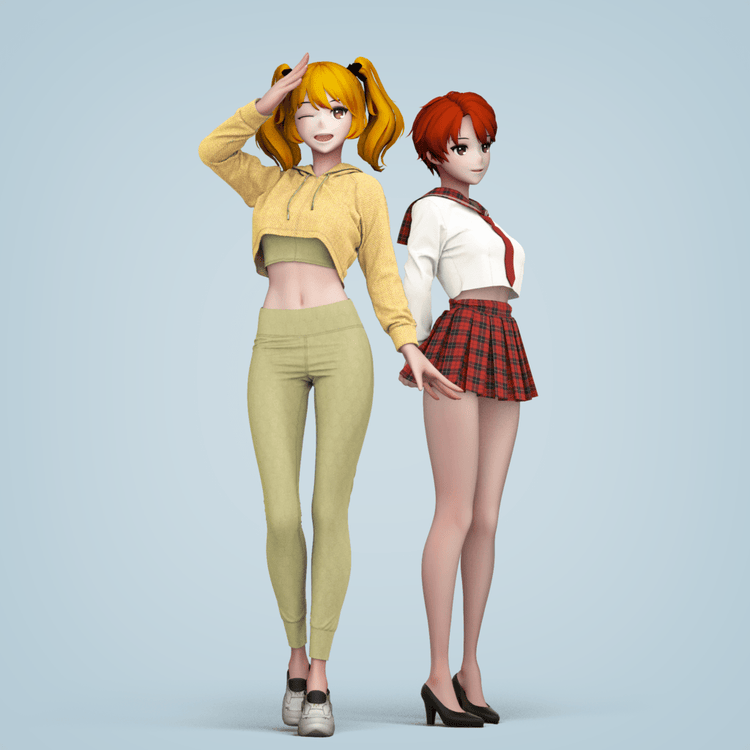 rendering of two young women