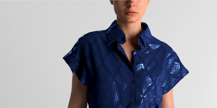 Blue fabric artwork created with Substance 3D in Assyst plugin