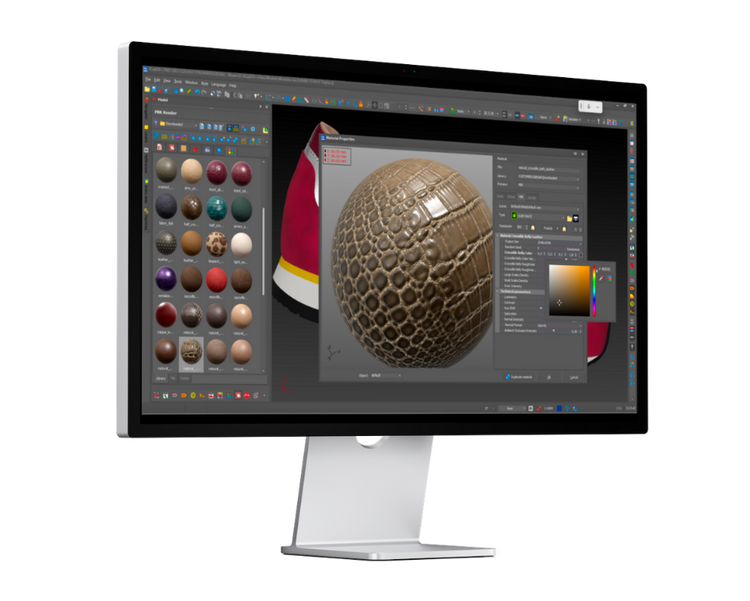 Computer monitor showing the Adobe Substance 3D and ICad 3D+ working together