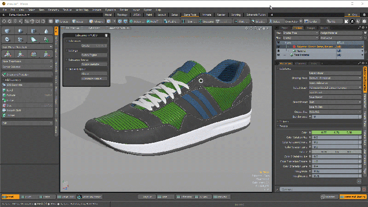 video of the viewport while editing a sports shoe