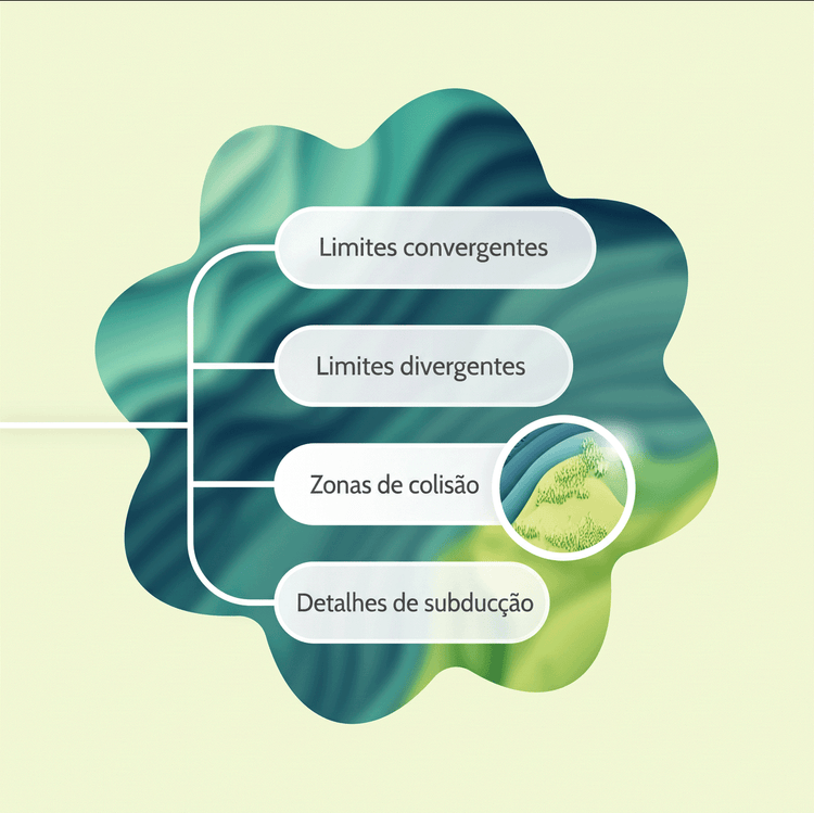 Um mapa mental parcial com quatro ramificações em um fundo verde, com uma ramificação destacada por um indicador de foco.