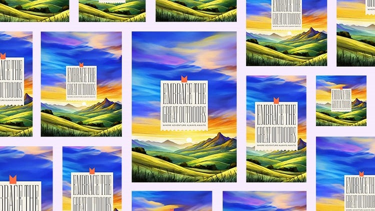 ilustração de uma paisagem montanhosa durante o pôr do sol