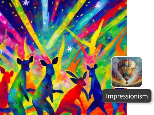 Cães no estilo impressionista gerados pelo Firefly