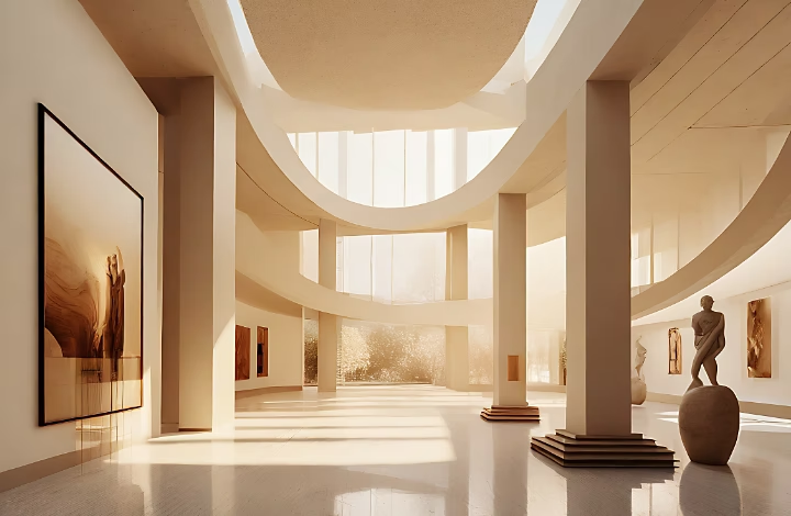 Imagem do Adobe Firefly do interior de um museu