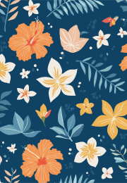 flora e fauna em azul-marinho