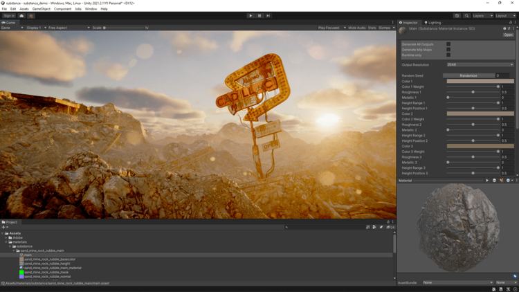 screenshot of a scene being edited in Substance 3D Designer