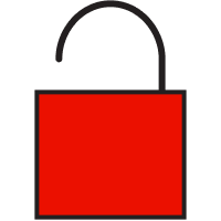 Un lacăt roșu deschis ilustrează riscul de securitate pe care îl pot prezenta fișierele EML.