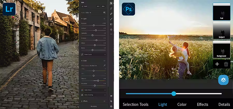 O comparație între editarea foto în Lightroom și în Photoshop Express