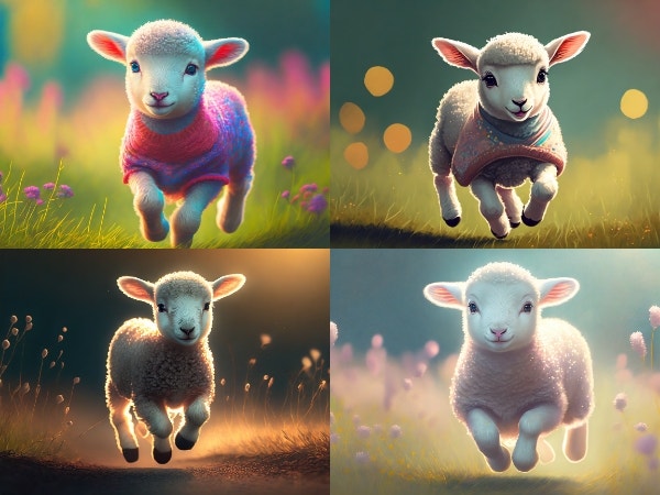 Firefly generated image of lambs without clouds