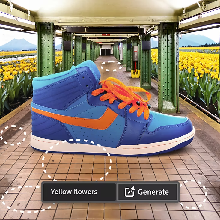 Yellow flowers in the Generate text input field
