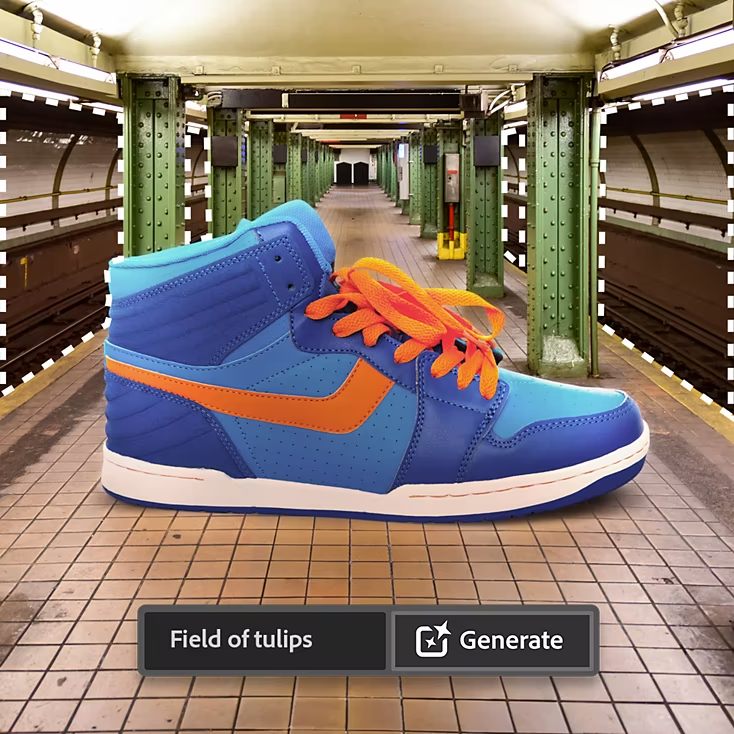 Field of tulips in the Generate text input field