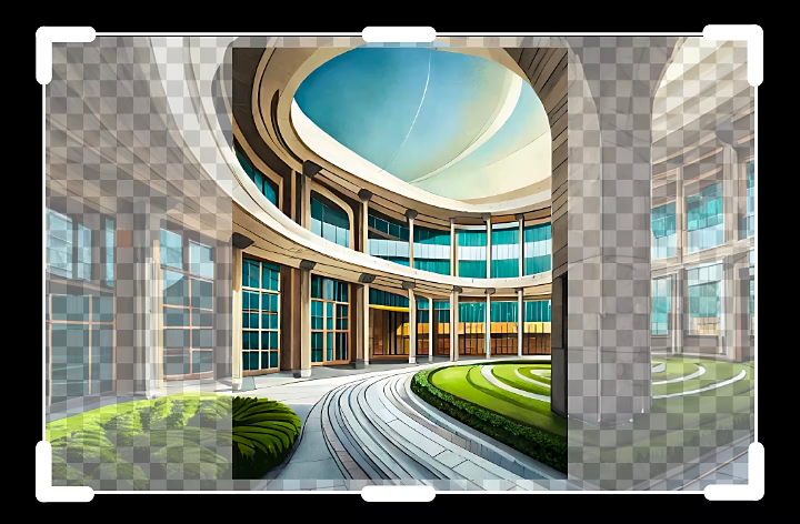 using Adobe Firefly to extend background courtyard