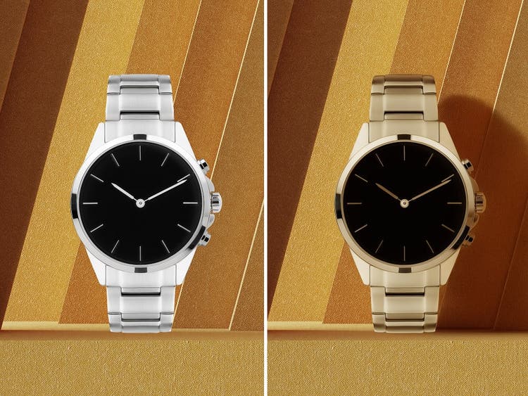 Side by side photos of a watch showing how Harmonize uses generative AI to create seamless composite images versus cut and paste.