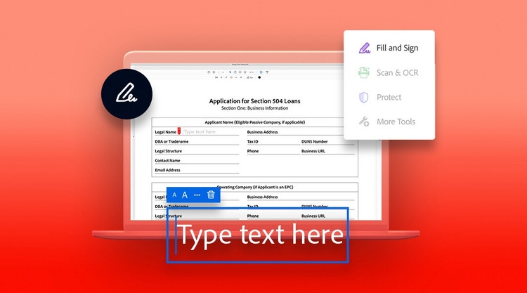 Filling out a loan application with Adobe Fill & Sign