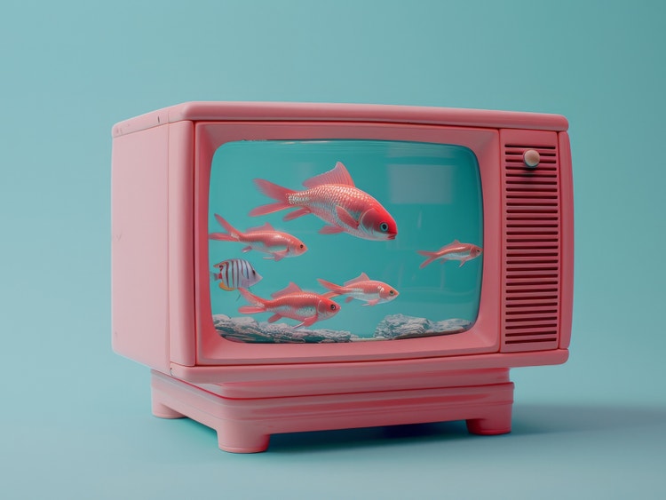 https://main--da-cc--adobecom.aem.page/cc-shared/assets/products/firefly/features/video-upscaler/media_1b44d76251cb5ae6ac26e4955e0a0297547cca54f.mp4 | ภาพนิ่งวิดีโอที่ปรับปรุงแล้วของปลาทองสีชมพูว่ายน้ำในทีวีสีชมพูสไตล์เรโทร