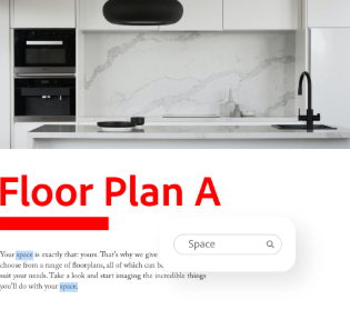 Görüntü, başlık ve metin içeren bir PDF belgesi, OCR ile desteklenen aranabilir metni gösteren ve "boşluk" sözcüğünü arayan bir arama açılır penceresi