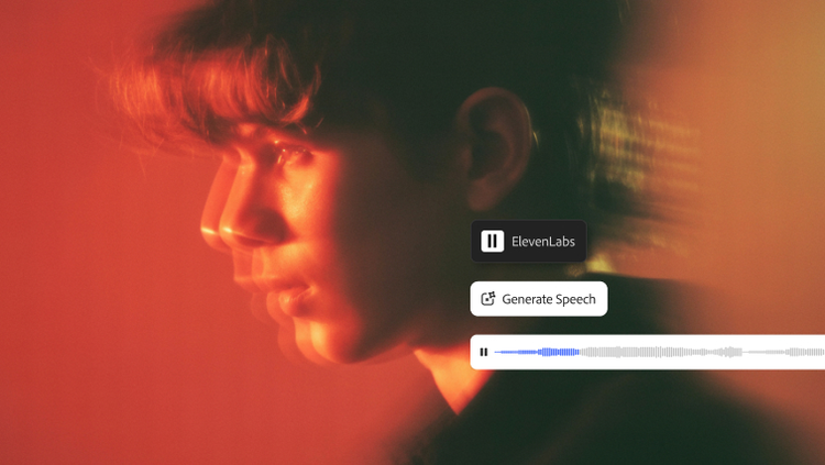 Elevenlabs'in Adobe Firefly ile entegrasyonunu temsil eden yapay zeka desteğiyle oluşturulmuş ses dalgaları.