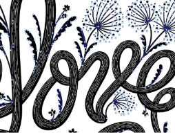 一張插畫，描繪出使用 Adobe 的平面設計軟體，為印刷品、網頁和應用程式製作出令人驚艶的視覺效果。