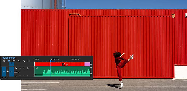 在 {{premiere}} 中剪輯某人跳舞影片的時間軸