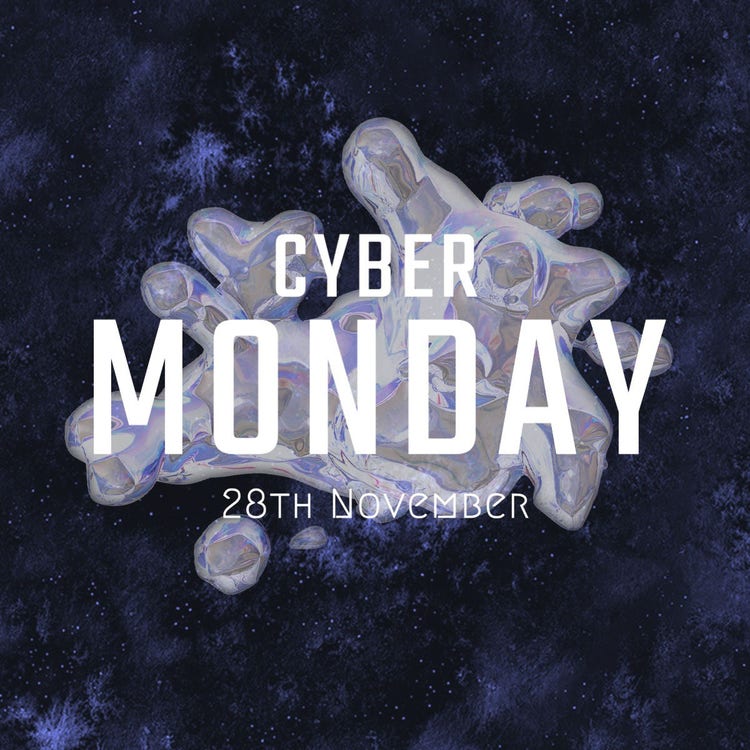 Black & White Abstract Cyber Monday Facebook Ad