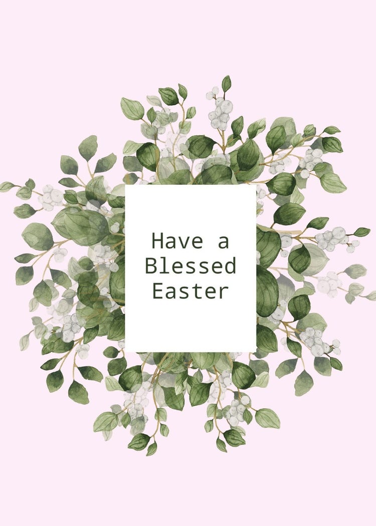 Pink & Green Floral Easter Greeting Card