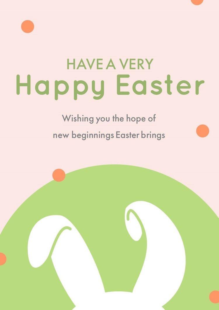 Pink And Green Happy Easter Bunny Ears Greeting Card
