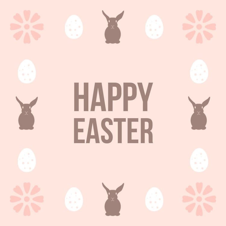 Pink Bunnies Happy Easter Instagram Square