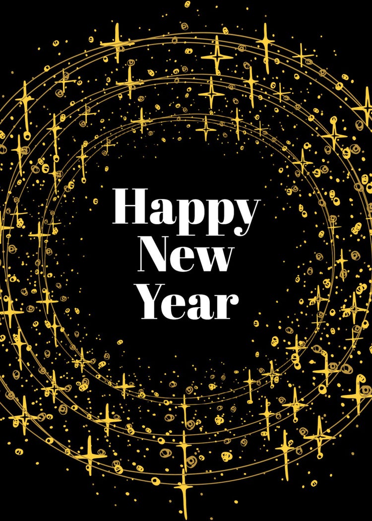 Black & Gold New Year Greeting Card