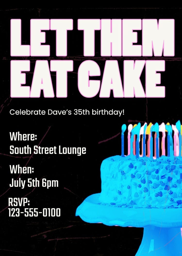 Black and Blue Fun Neon Birthday Invitation