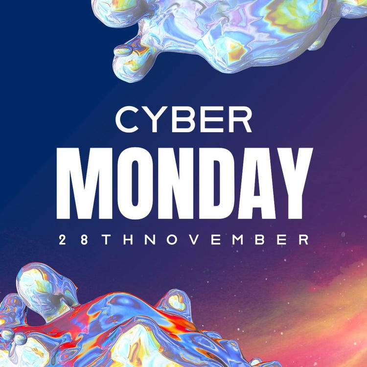 Purple White & Multicoloured Space Cyber Monday Facebook Ad