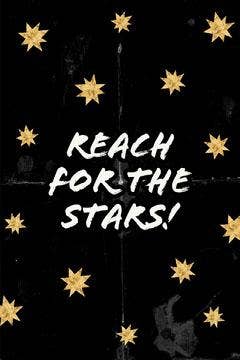 Black and Yellow Reach for the stars Pinterest Post