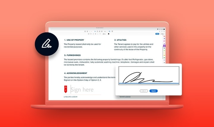 An example of a residential lease agreement document on a laptop computer.