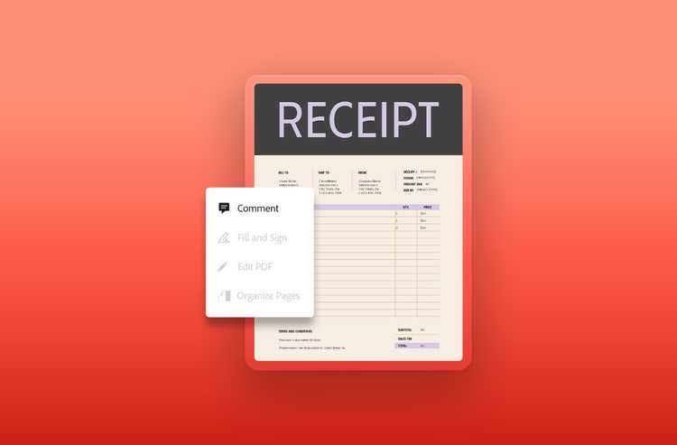 A tablet, smartphone and laptop display a receipt template.