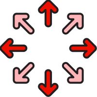 Multiple red and pink arrows point outward from a central point representing PPT's multipurpose nature.