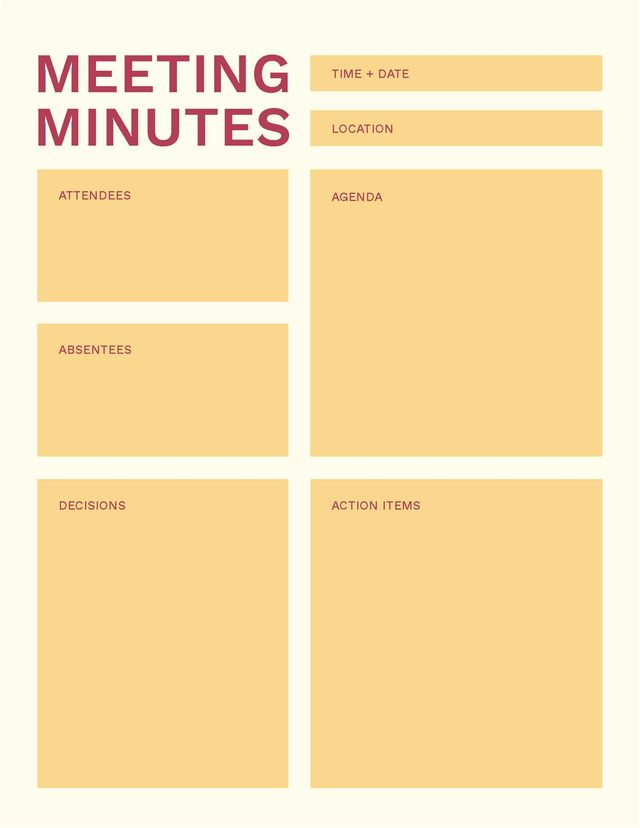 Screenshot of an informal meeting minutes template.