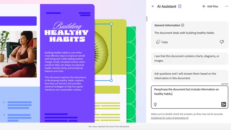 Demo image of AI assistant being used to add information about healthy habits