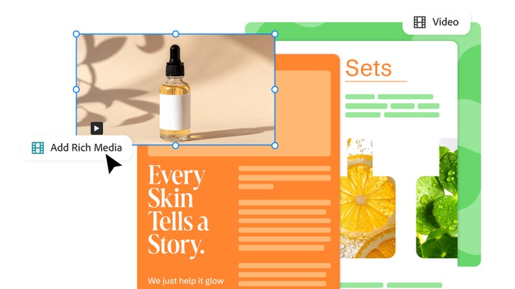 Illustration of rich media being added to a PDF file