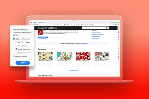 Example of converting an HTML page to PDF with Adobe Acrobat