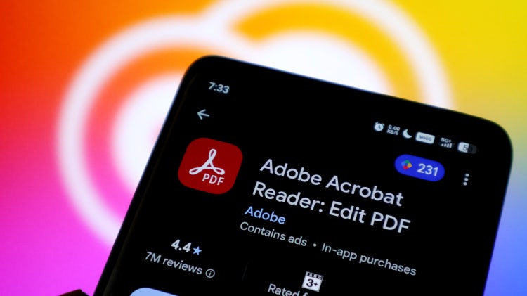 graphic of phone app store with adobe acrobat