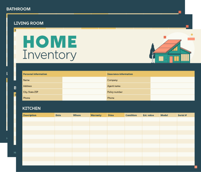 A screenshot of a home inventory template.