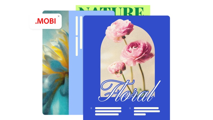 MOBI file illustration with flowers