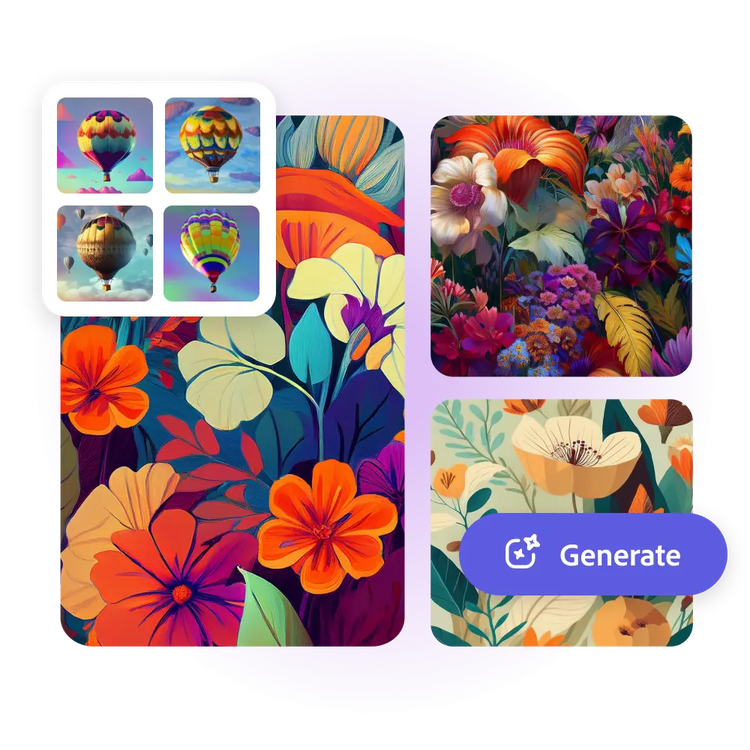 Abstract colourful flower background generated in Adobe Express