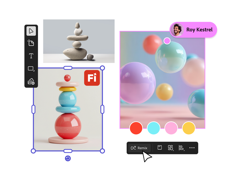 A mood board example of small objects like stones and plastic pastel colored balls in groups and stacks.