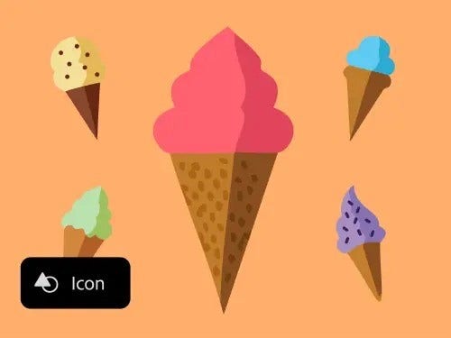 colourful ice cream cone drawings on an orange background
