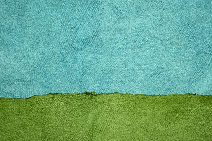 Blue and green painting on paper