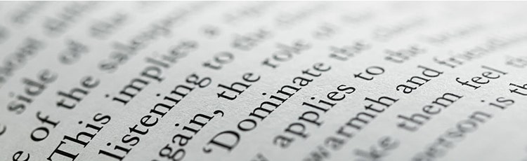 Close up of text in a book