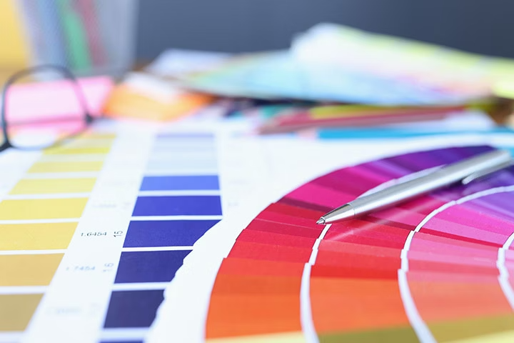 Stacks of colour palette samples