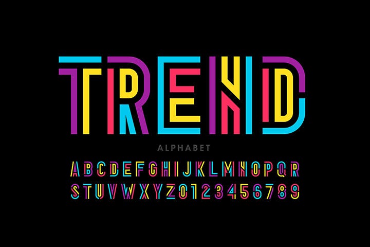 Example of stylish decorative font with multiple colours