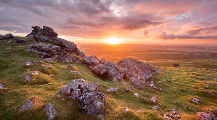 Dartmoor National Park at sunset