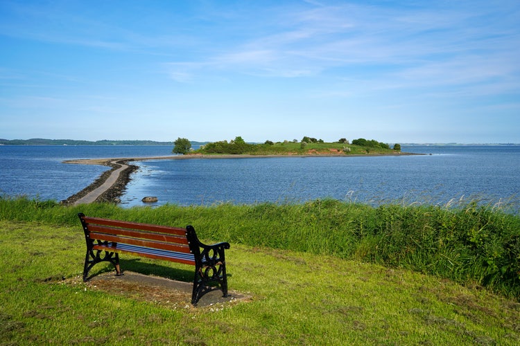 A bench overlooking the sea in Northern Ireland.